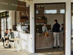The view from the cafe from the street