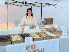 paula at an en casa cooking space market stall