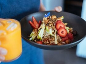 Creamy bircher, fresh local and season fruits and our crunchy house made granola.