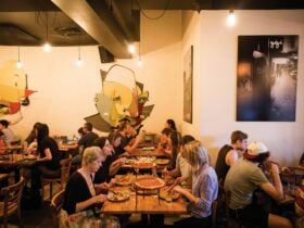 Diners enjoying an evening dining at Gigi Pizzeria, Newtown