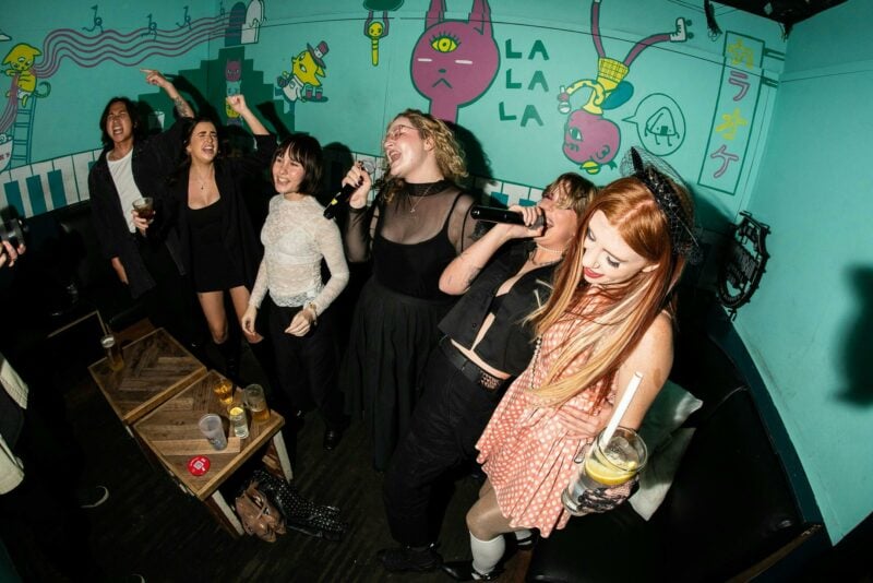 People doing karaoke