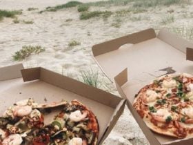 Pizza on sand