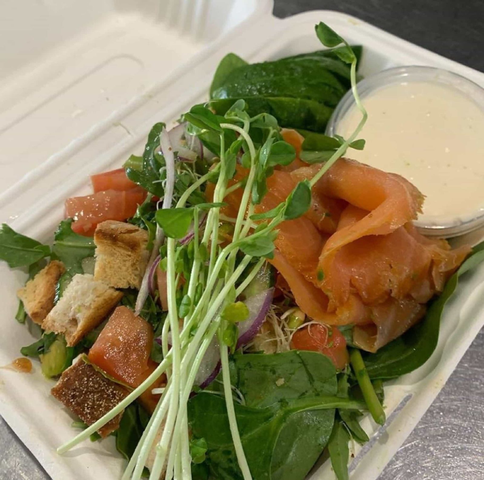 Smoked Salmon and Sourdough Salad