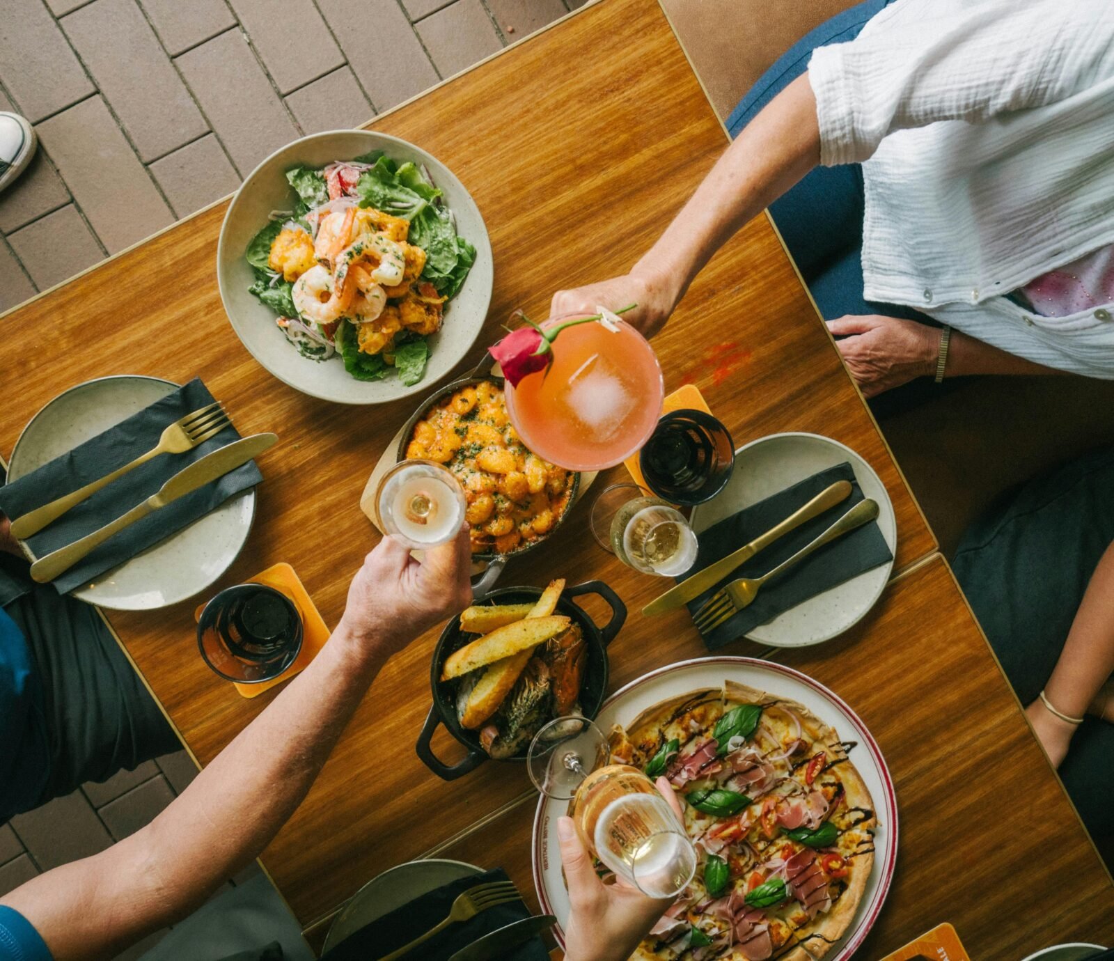 dining with assorted plates