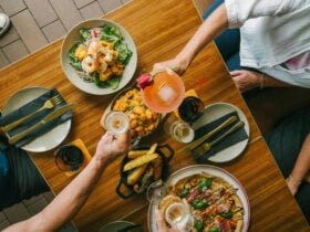 dining with assorted plates