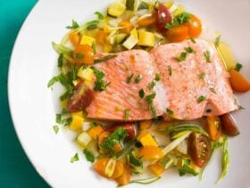 Fish on vegetables