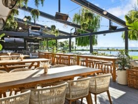 The outdoor deck has easy access to bars, coffee shop, restaurants, sports lounge and more!