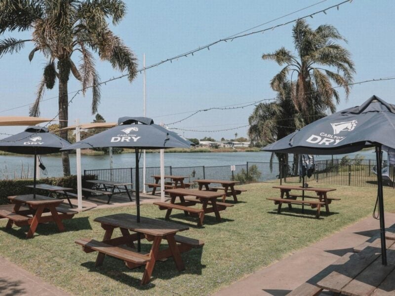 beer garden river views