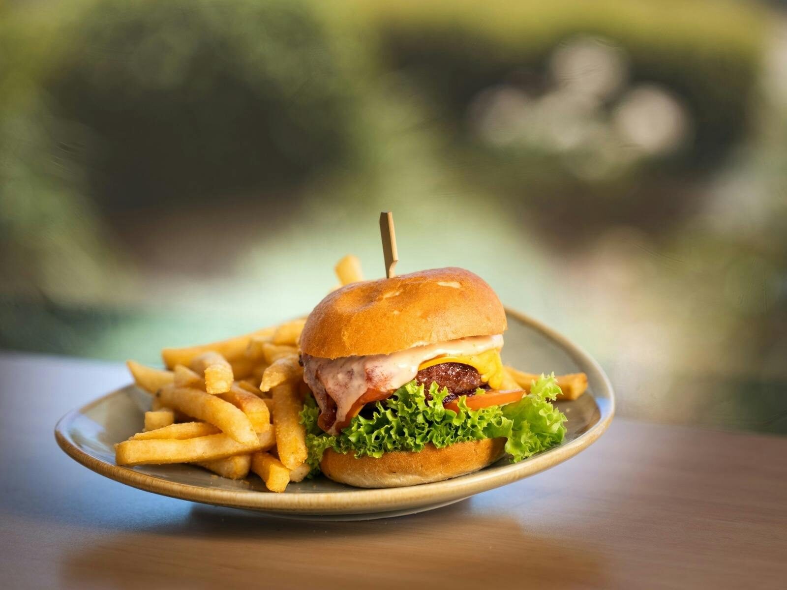 Burger and chips