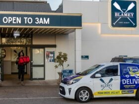 outside of the Blamey Hotel delivery car and services