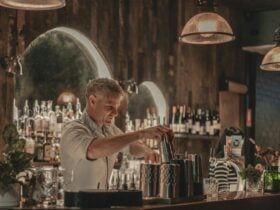 Bartender making cocktails