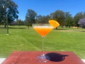 Cocktail overlooking the green