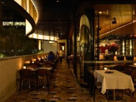 Wine bar at night