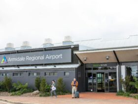 Passengers arriving at Armidale Airport