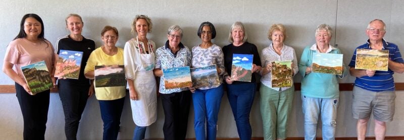 Painting Workshop Participant with Corinne Loxton, Blue Mountains artist