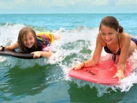 Girls surfing