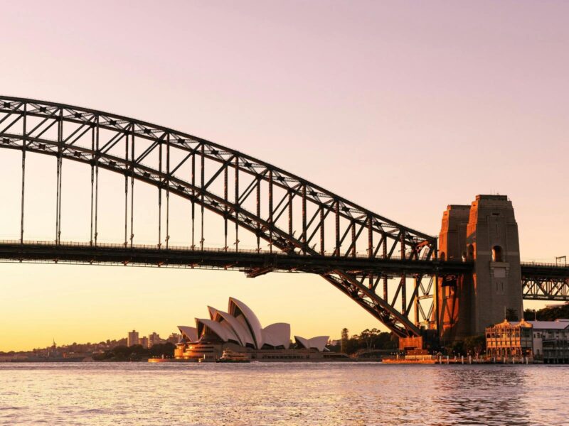 Sydney Harbour and Sydney Opera House at sunrise