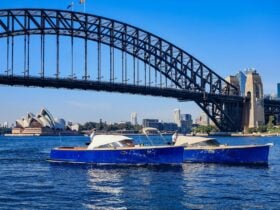 Something Borrowed and Something Blue in front of Sydney Harbour and the Sydney Opera House