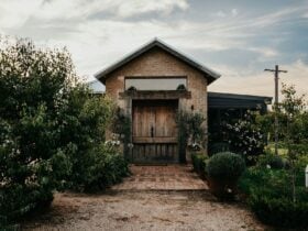 Wooden entry doors to Toad Hall