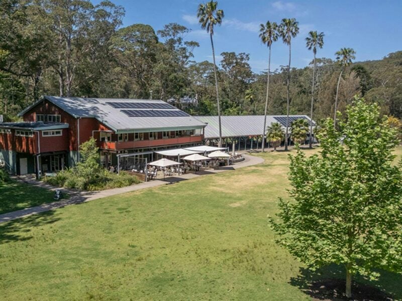 An aerial photo of Royal National Park Visitor Centre next to the historic Audley Dance Hall cafÃ©