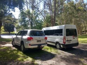 The Toyota Landcruiser and 12 seat Renault Master Mini Coach