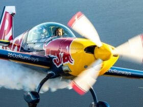 Matt Hall Racing Red Bull Extra 300 aircraft overhead Redhead Beach, near Lake Macquarie Airport