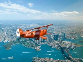Red Baron Biplane over Sydney Harbour