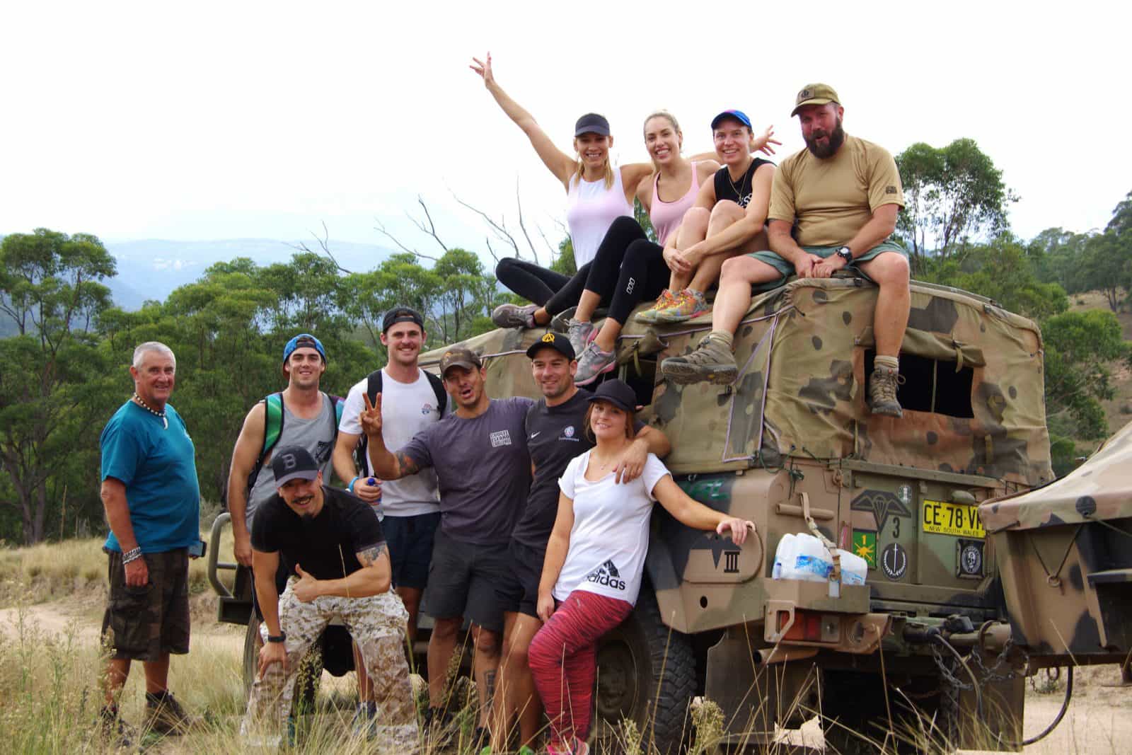 Team getting a group photo over looking Megalong Valley