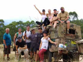 Team getting a group photo over looking Megalong Valley
