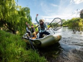 Fly fishing for trout on the Tumut River in the Snowy Mountains