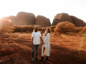 Couple at Kata Tjuta in the early morning