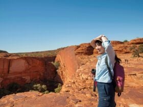 Young Woman enjoying the view over Kings Canyon