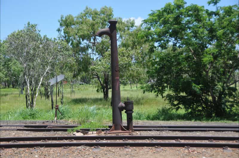 Railway track heading north past the reservoir (on right).