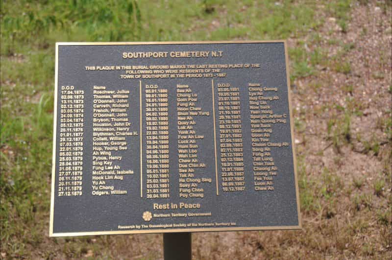 Plaque at the cemetery site â erected by the NT Government.