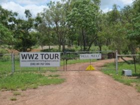 Entrance to property upon which sits the remnants of the 4RSU unit alongside the Pell Airstrip that is located along the Stuart Highway.