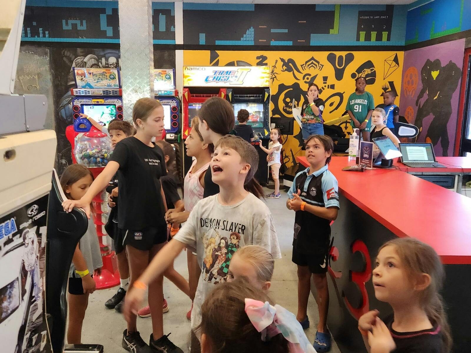 Kids enjoying the arcade