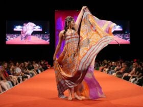 Tjarlirli & Kaltukatjara Art, âPirriyaâ, Country to Couture, 2025, Photo by Dylan Buckee