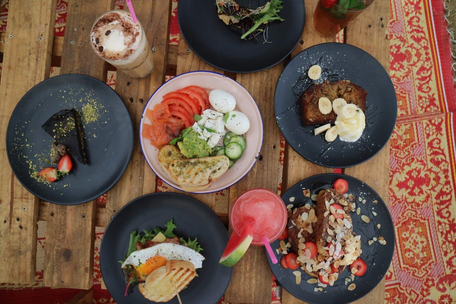 A few of the breakfast options at De la Plage.