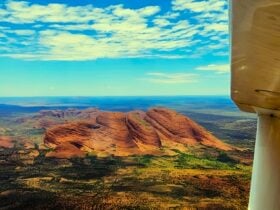 An image of Kata Tjuta taken from a light aircraft on a scenic tour