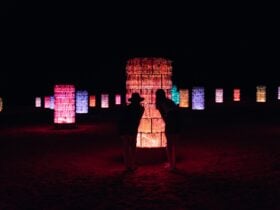 People viewing Light-Towers in Kings Canyon