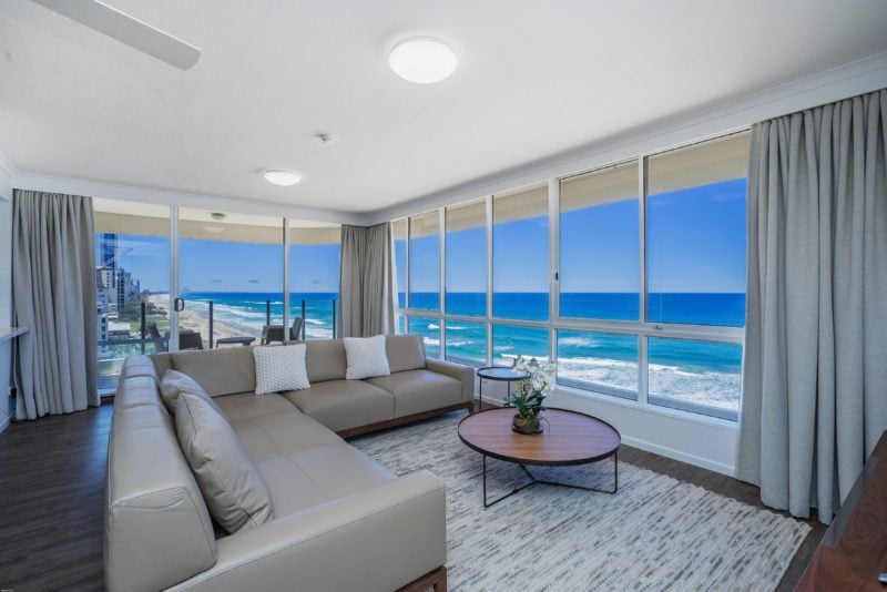 Open plan family living with beachfront views