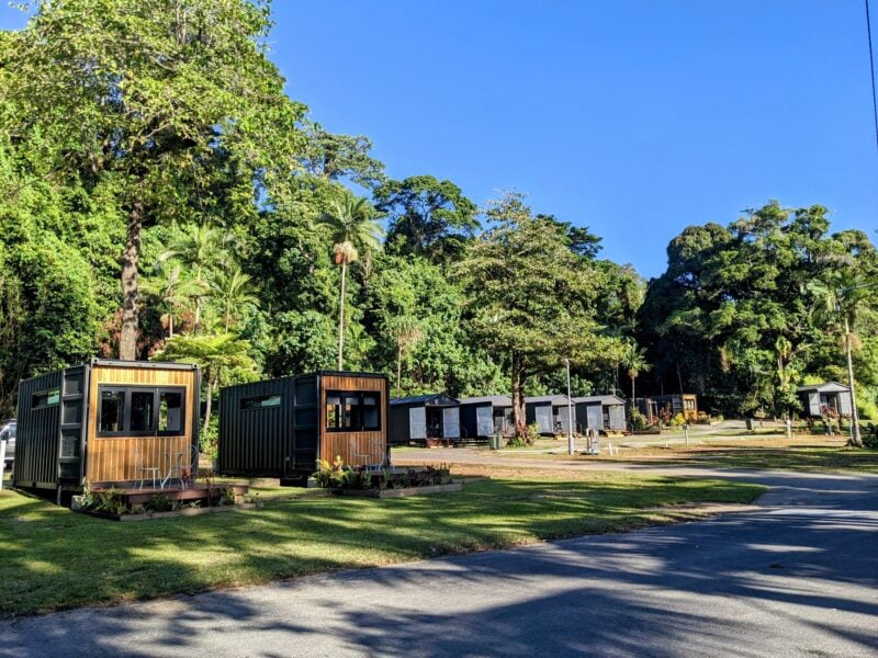 Park landscape showing cabins and sites