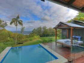 Our premium cottage, private infinity pool with views of the lake