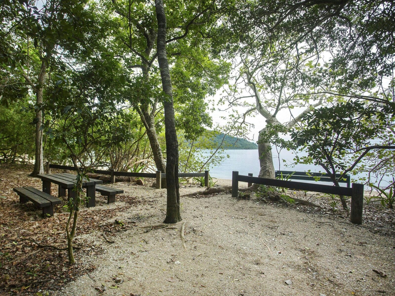 View to outdoor picnic area near Nari