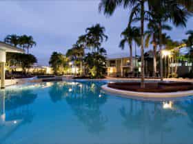 Lagoon Style pool at sunset