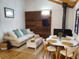 Lounge & Dining with wood fireplace