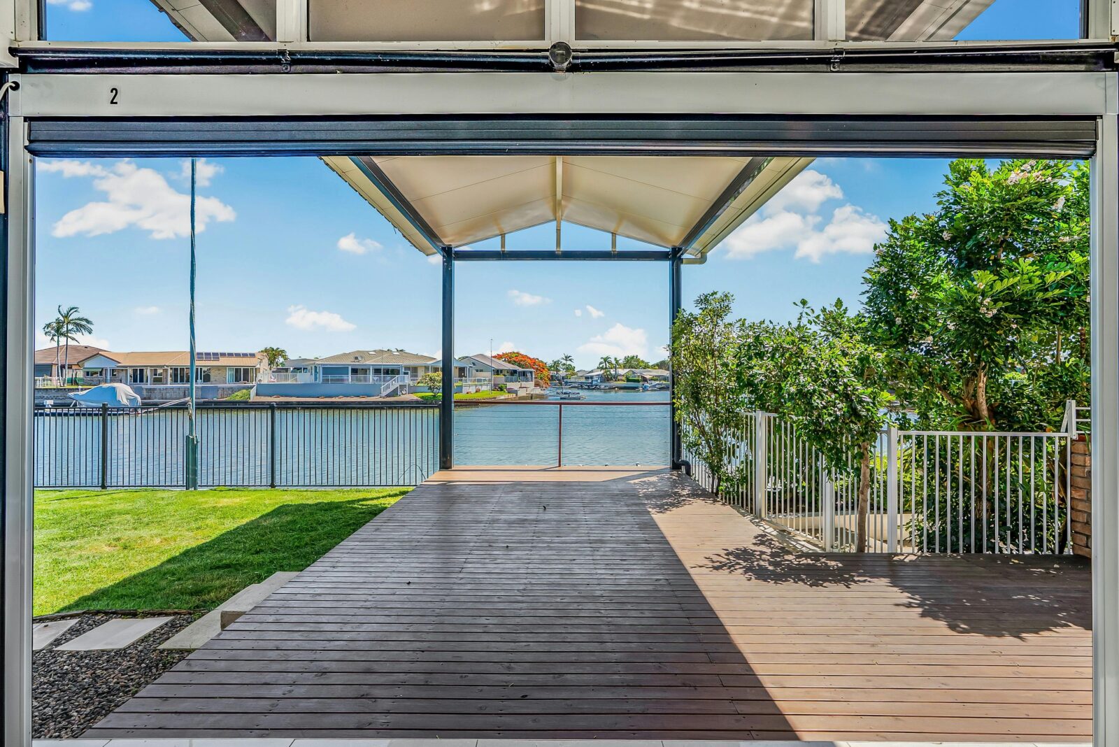 Outdoor area with canal view