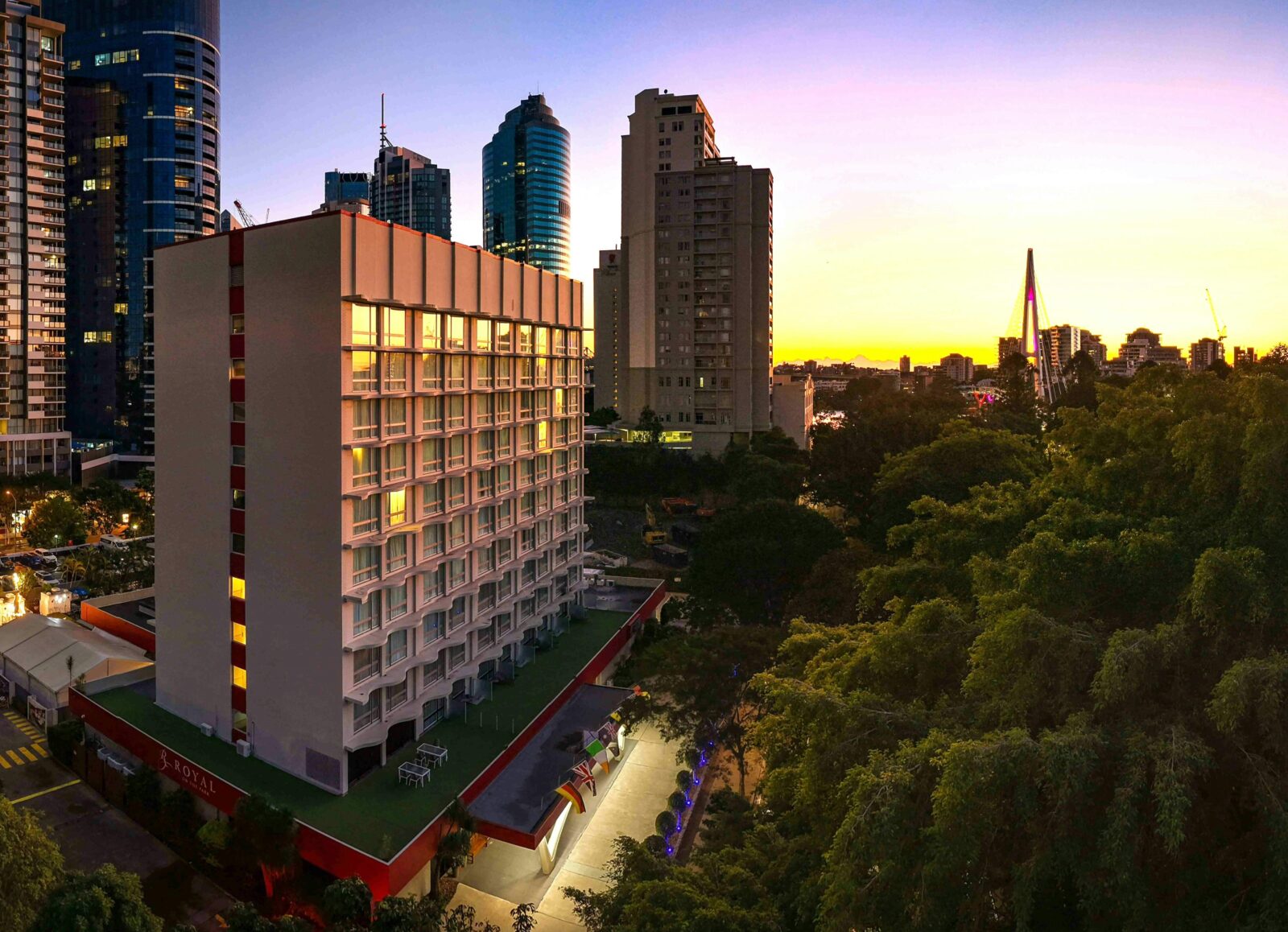 Royal on the Park Hotel Brisbane CBD overlooking Botanic Gardens