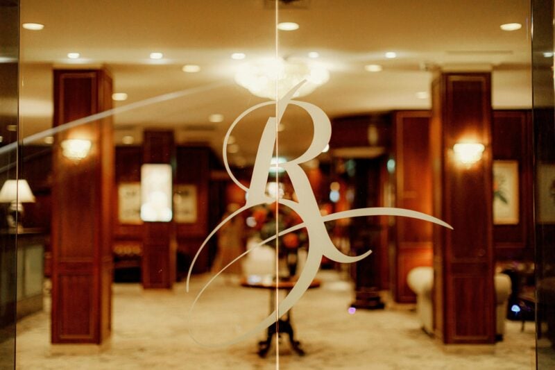 Royal R on glass door entry to Royal on the Park Hotel Brisbane