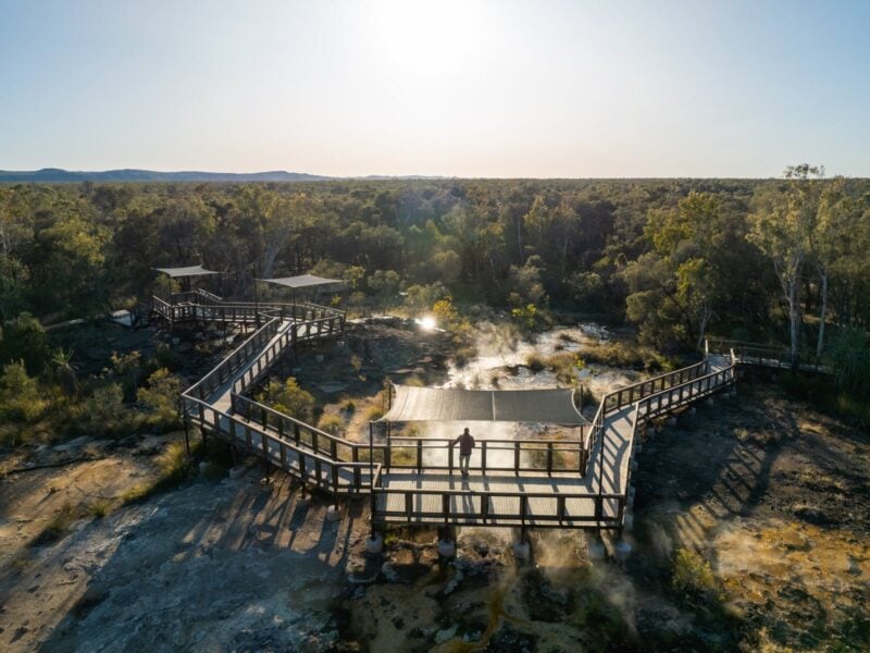 Sunrise on Talaroo Hot Springs boardwalk